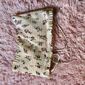 Xhilaration Cream Floral Smocked Tank Top